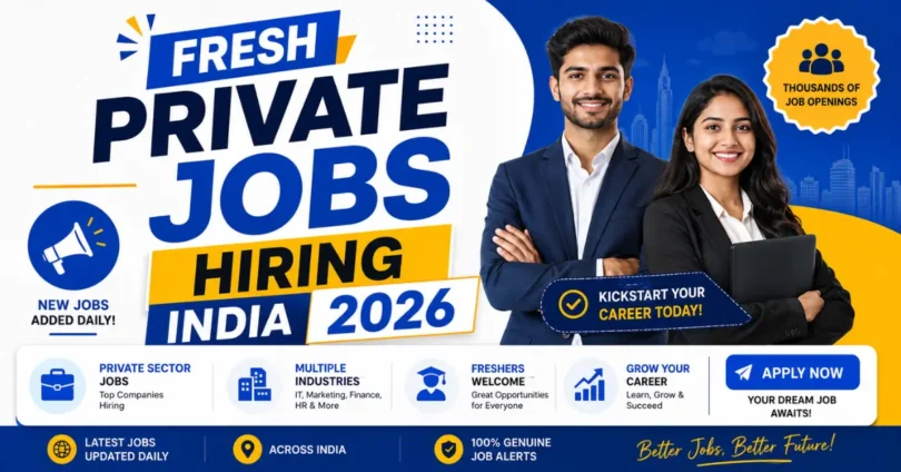 fresh private jobs hiring india 2026